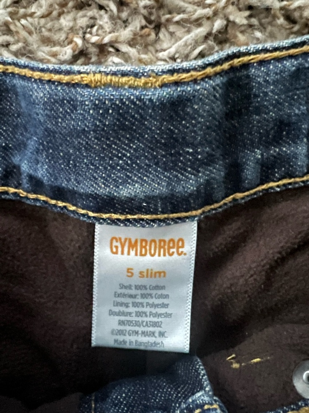 Gymboree Dark Blue Denim Jeans with Plaid Cuffs - Picture 3 of 3